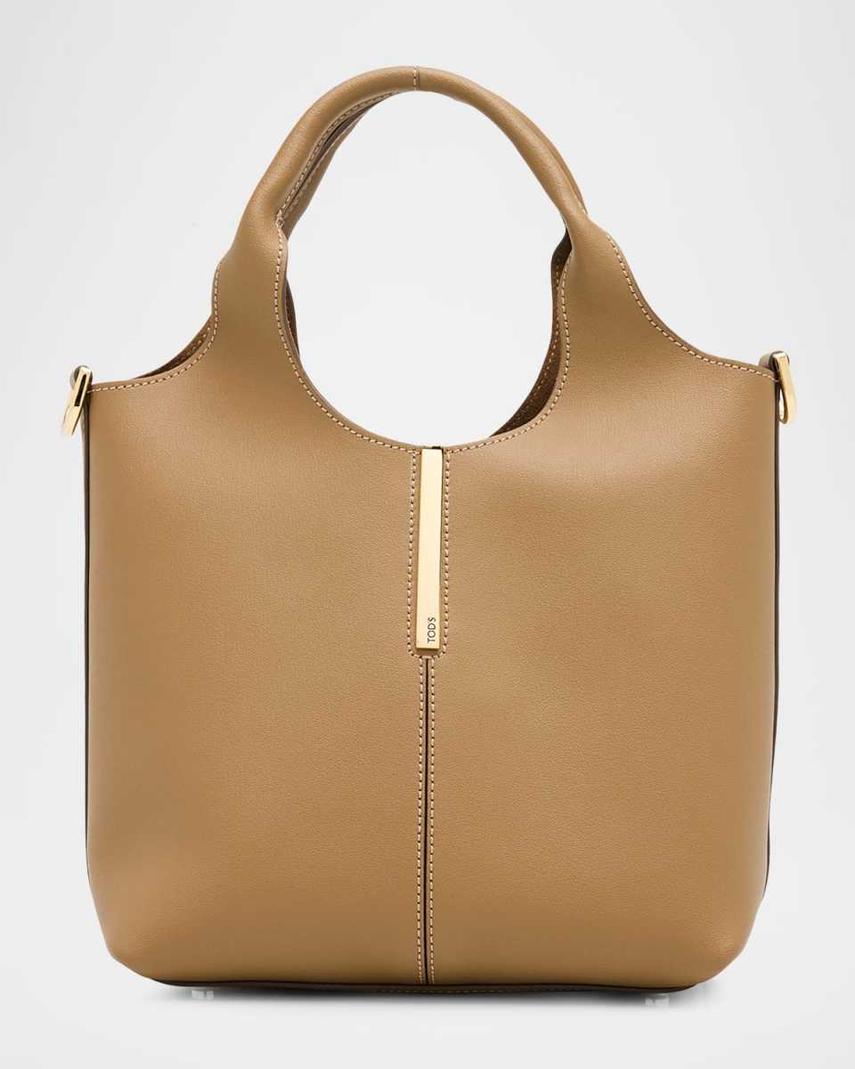 Mini Stitched Leather Shopper Tote Bag